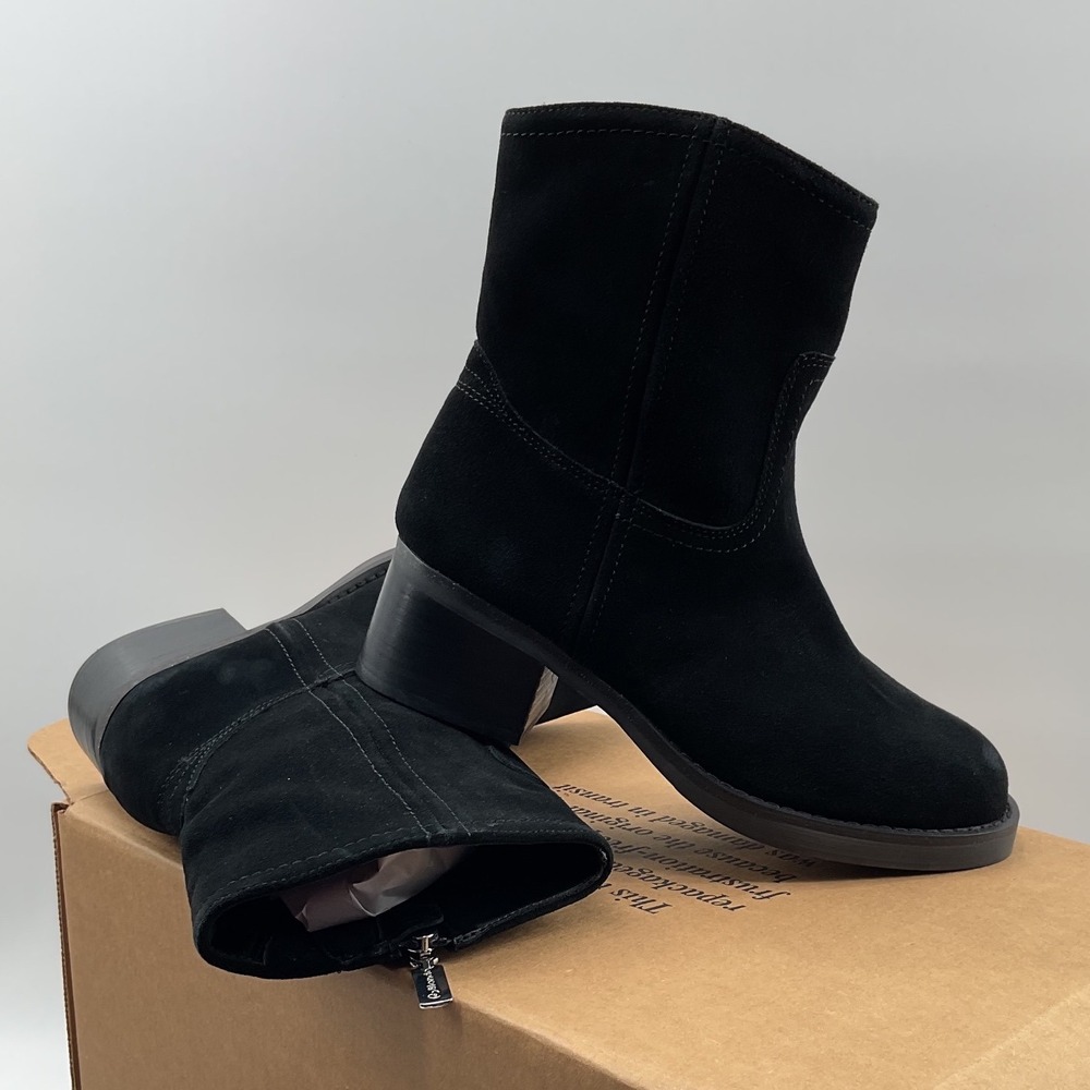 Blondo Chyler Waterproof Black Suede Ankle Boots Block Heel CHYL01SD Womens 7M